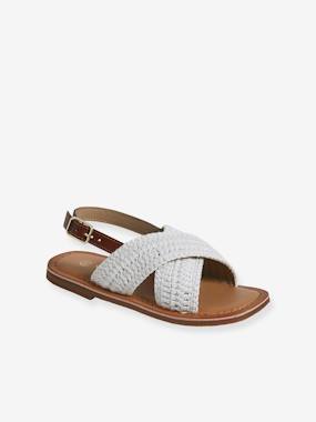 -Open Sandals with Crossover Straps for Children