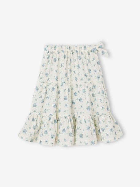 Frilly Skirt in Cotton Gauze for Girls, Mid-Length ecru - vertbaudet enfant 