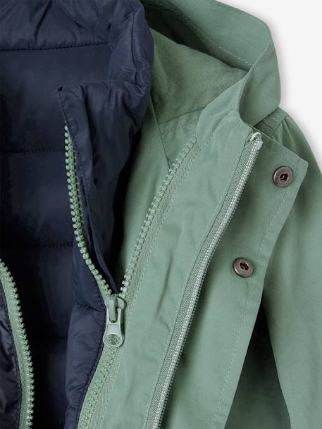 Parka garçon 3 en 1 mi-saison doudoune sans manches amovible marine+vert sauge - vertbaudet enfant 