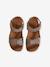 Hook-&-Loop Leather Sandals for Children khaki+navy blue+sandy beige - vertbaudet enfant 
