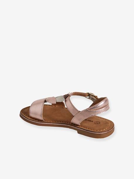 Hook-&-Loop Leather Sandals for Children, Designed for Autonomy gold - vertbaudet enfant 