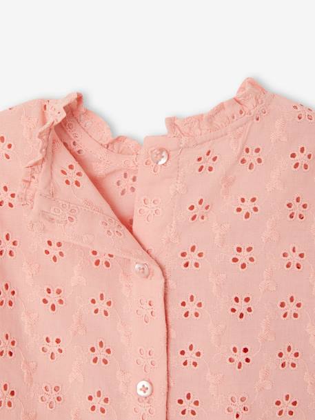 Blouse in Broderie Anglaise for Babies pale pink+white - vertbaudet enfant 