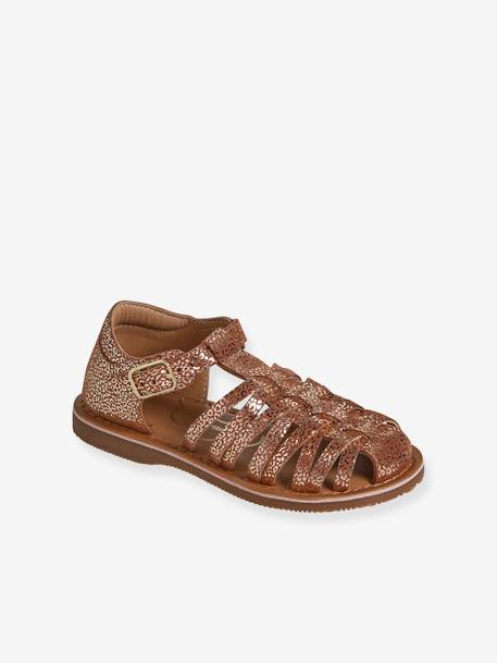 Sandales fermées cuir enfant collection maternelle ocre - vertbaudet enfant 