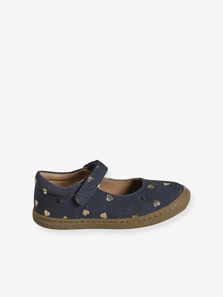 Leather Ballerina Pumps for Children, Designed for Autonomy printed blue - vertbaudet enfant 