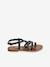 Crossed Leather Strap Sandals, Back to School Collection set black - vertbaudet enfant 