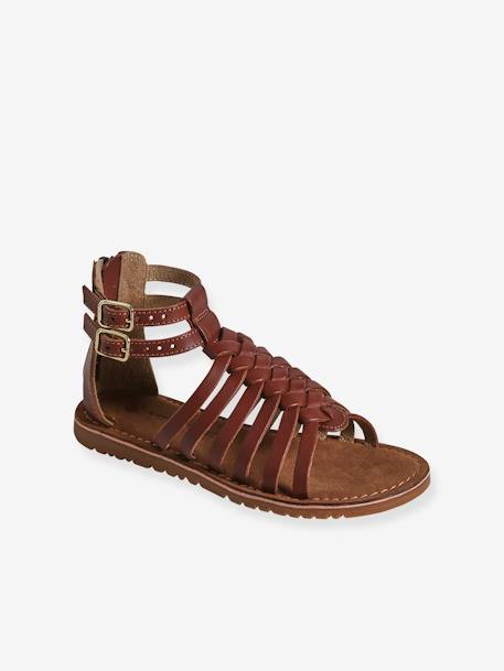 Spartan Style Leather Sandals for Children brown - vertbaudet enfant 