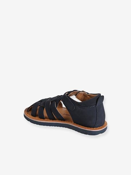 Sandales bébé cuir fermées à boucle marine+marron - vertbaudet enfant 
