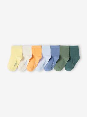 -Pack of 7 Pairs of Plain Coloured Socks for Boys