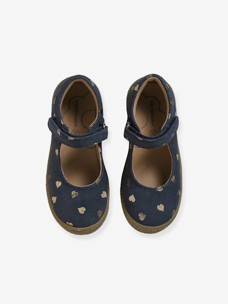 Leather Ballerina Pumps for Children, Designed for Autonomy printed blue - vertbaudet enfant 