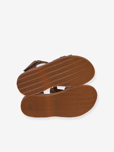Hook-and-Loop Leather Sandals for Children, Designed for Autonomy brown - vertbaudet enfant 
