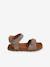 Hook-&-Loop Leather Sandals for Children khaki+navy blue+sandy beige - vertbaudet enfant 