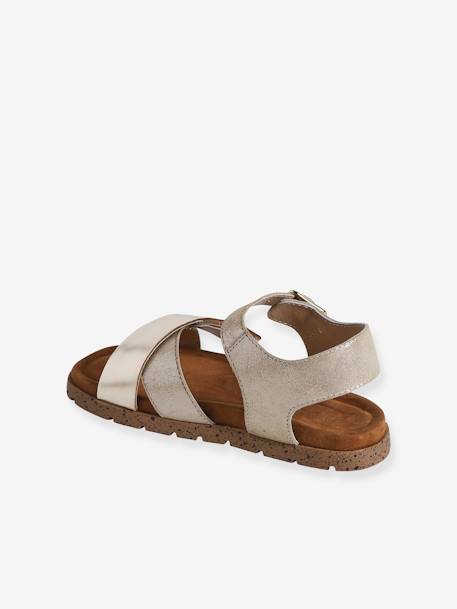 Pair of Open Leather Sandals for Children, Designed for Autonomy gold - vertbaudet enfant 