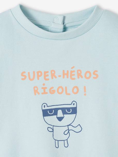 Round-Neck Sweatshirt for Babies pecan nut+sky blue - vertbaudet enfant 
