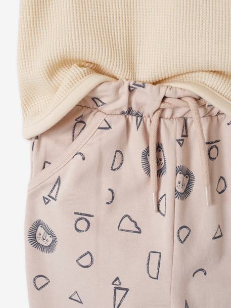 Ensemble T-shirt en nid d'abeille et pantalon en molleton bébé écru - vertbaudet enfant 