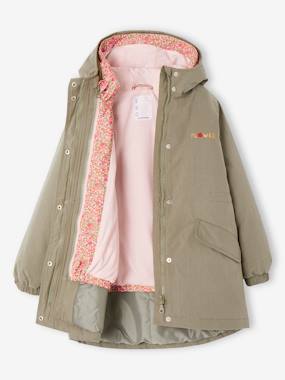 Girls-Coats & Jackets-Coats & Parkas-3-in-1 Hooded Parks & Floral Removable Windcheater for Girls