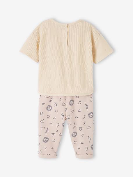 Ensemble T-shirt en nid d'abeille et pantalon en molleton bébé écru - vertbaudet enfant 