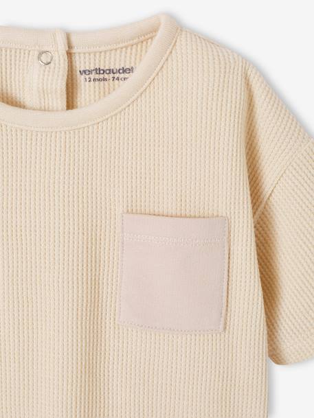 Ensemble T-shirt en nid d'abeille et pantalon en molleton bébé écru - vertbaudet enfant 