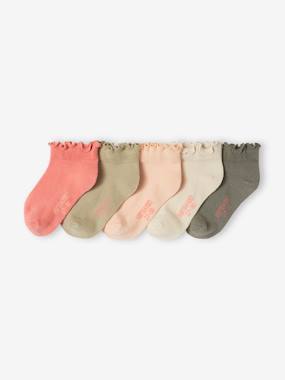Pack of 5 Pairs of Frilly Socks for Girls  - vertbaudet enfant