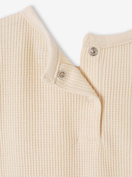 Ensemble T-shirt en nid d'abeille et pantalon en molleton bébé écru - vertbaudet enfant 