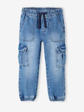-Pull-On Cargo-Type Denim Trousers for Boys