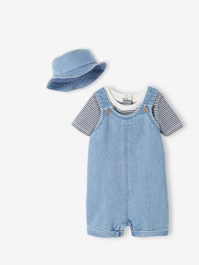 Dungarees, Bodysuit and Bucket Hat Combo for Newborns  - vertbaudet enfant