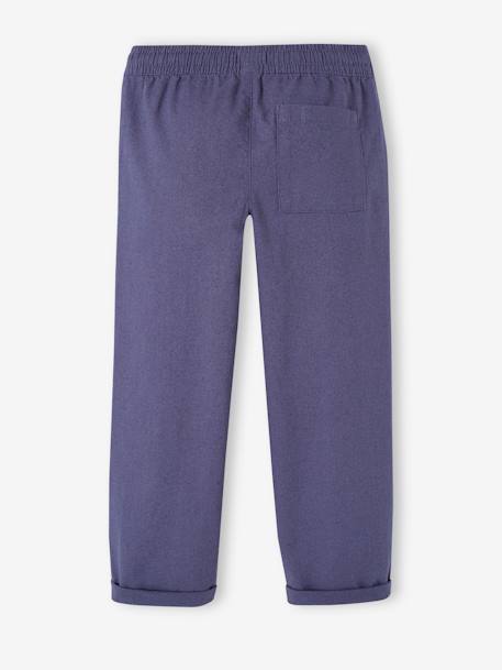 Wide-Leg, Easy-to-Slip-On Carpenter Trousers in Cotton/Linen, for Boys slate blue - vertbaudet enfant 
