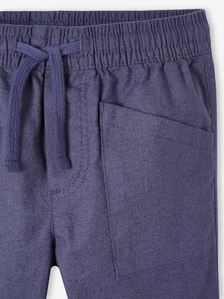 Wide-Leg, Easy-to-Slip-On Carpenter Trousers in Cotton/Linen, for Boys slate blue - vertbaudet enfant 