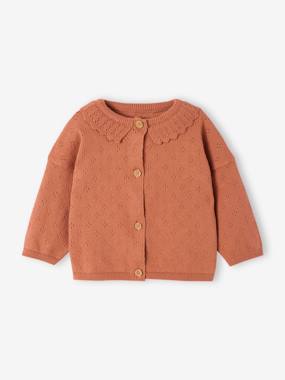 Baby-Jumpers, Cardigans & Sweaters-Cardigans-Cardigan in Openwork Pointelle Knit for Newborn Babies
