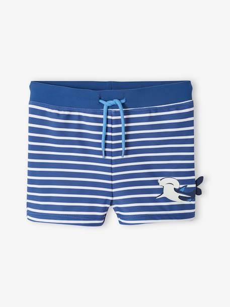 Swim Shorts with Shark for Boys striped blue - vertbaudet enfant 