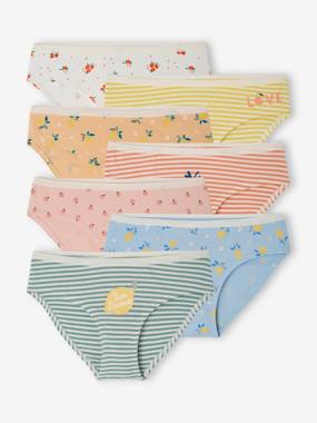 -Pack of 7 Briefs in Organic Cotton, Summer Fruits, for Girls