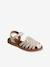 Leather Sandals with Hook-&-Loop Straps for Children ecru+gold - vertbaudet enfant 