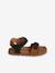 Hook-&-Loop Leather Sandals for Children khaki+navy blue+sandy beige - vertbaudet enfant 