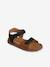 Leather Hook-&-Loop Sandals for Children, Designed for Autonomy khaki+navy blue+sandy beige - vertbaudet enfant 