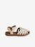 Leather Sandals with Hook-&-Loop Straps for Children ecru - vertbaudet enfant 