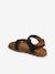 Leather Hook-&-Loop Sandals for Children, Designed for Autonomy khaki+navy blue+sandy beige - vertbaudet enfant 