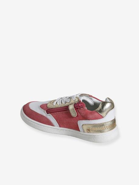 Leather Trainers for Girls, Designed for Autonomy set pink - vertbaudet enfant 