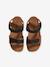 Leather Hook-&-Loop Sandals for Children, Designed for Autonomy khaki+navy blue+sandy beige - vertbaudet enfant 