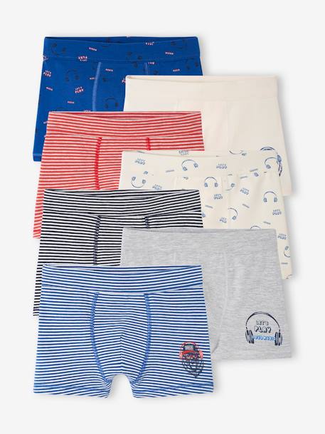 Pack of 7 'Bear' Stretch Boxers in Organic Cotton for Boys royal blue - vertbaudet enfant 