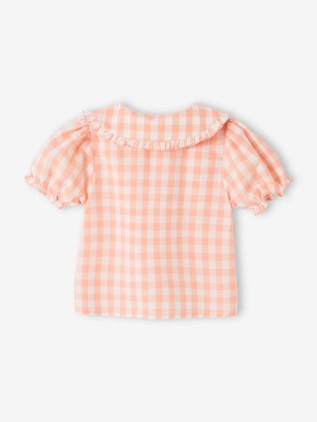 Short Sleeve Gingham Blouse for Babies chequered pink - vertbaudet enfant 