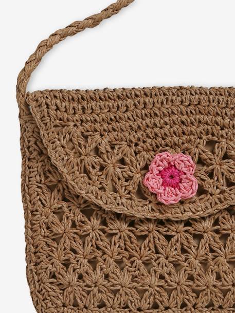Braided Rope-Like Shoulder Bag with Flowers for Girls wood - vertbaudet enfant 