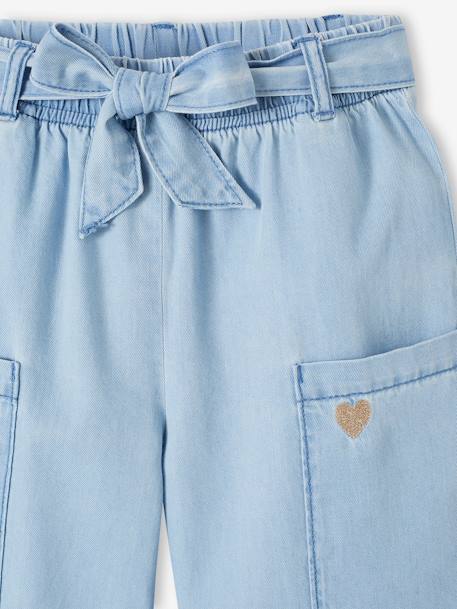Wide-Leg Trousers in Chambray, Easy to Put On, for Girls double stone - vertbaudet enfant 