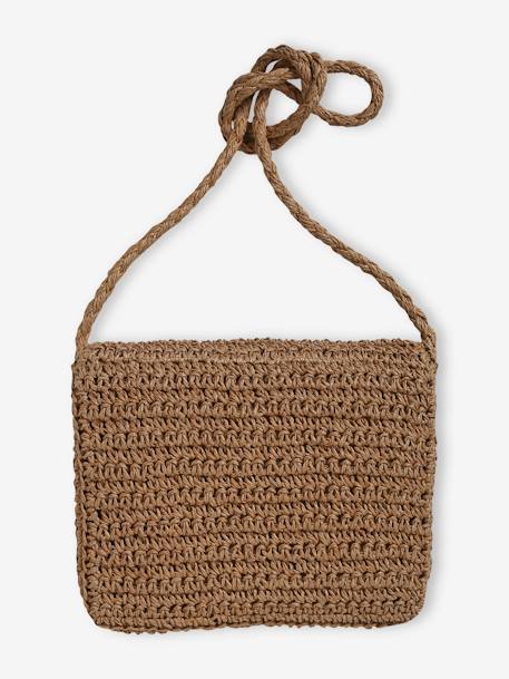 Braided Rope-Like Shoulder Bag with Flowers for Girls wood - vertbaudet enfant 