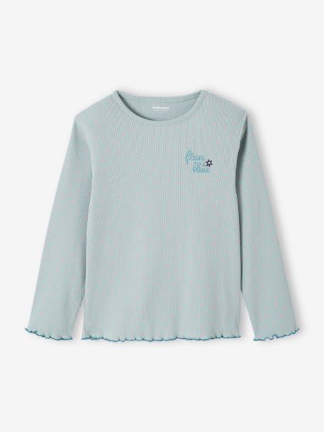 Lot de 2 pyjamas fille maille côtelée motifs fleurs bleu grisé - vertbaudet enfant 