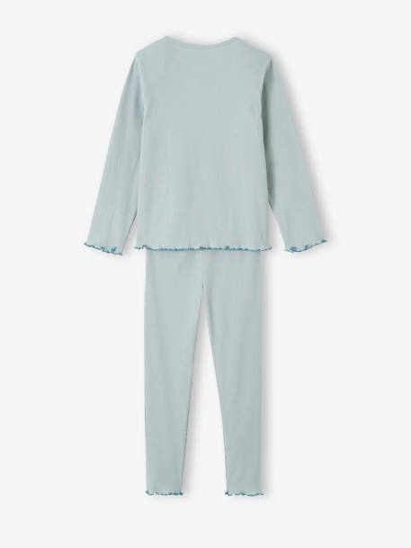 Lot de 2 pyjamas fille fleurs en maille côtelée bleu grisé - vertbaudet enfant 