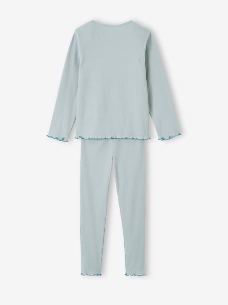 Lot de 2 pyjamas fille maille côtelée motifs fleurs bleu grisé - vertbaudet enfant 