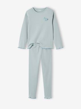 Fille-Lot de 2 pyjamas fille maille côtelée motifs fleurs