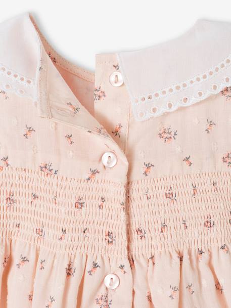 Smocked Dress with Broderie Anglaise Collar for Newborn Babies pale pink - vertbaudet enfant 