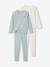 Pack of 2 Rib Knit Pyjamas with Flowers for Girls grey blue - vertbaudet enfant 