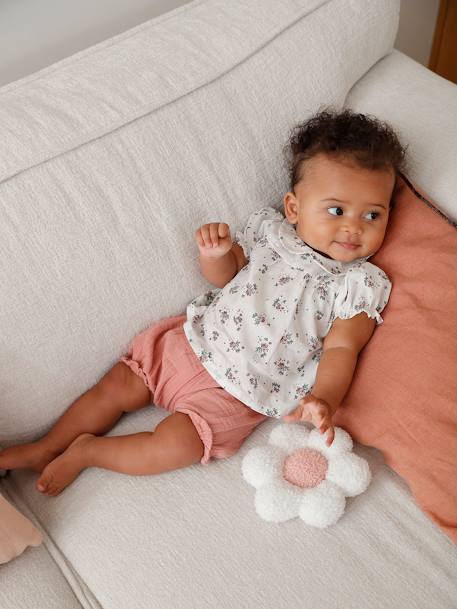 Short Sleeve Floral T-Shirt for Babies ecru - vertbaudet enfant 