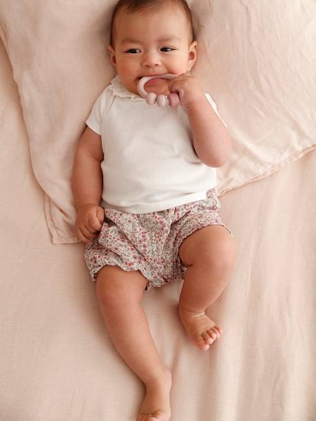 T-Shirt with Collar & Floral Shorts Combo for Newborns ecru - vertbaudet enfant 